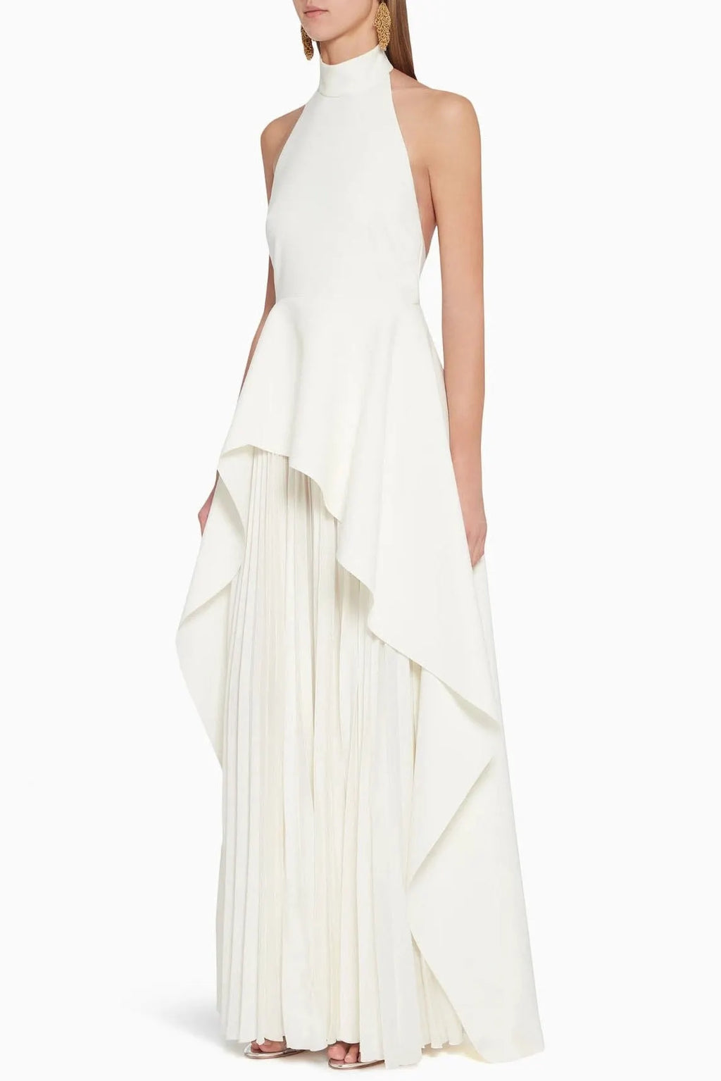 White Bandage Halter Irregular Maxi Dress Flowering Girl