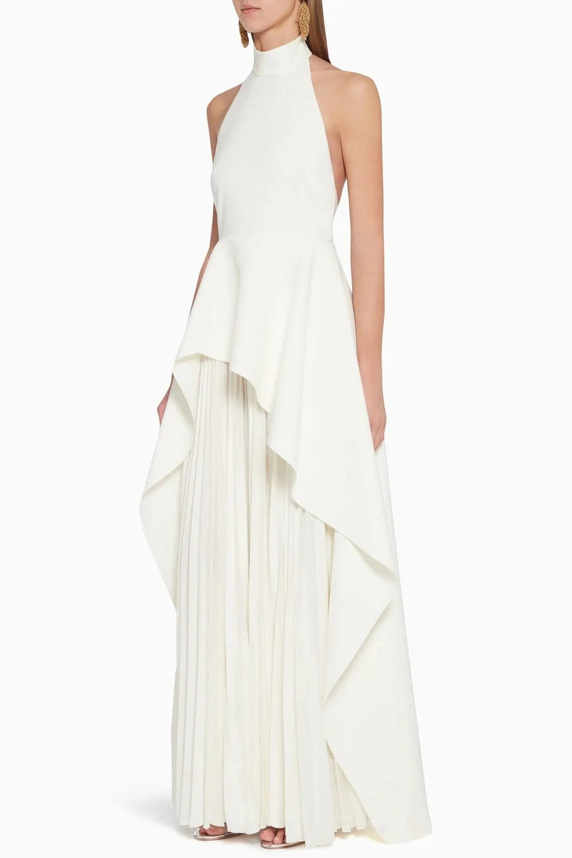 White Bandage Halter Irregular Maxi Dress Flowering Girl