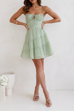 Strappy Mini Dress In Green Flowering Girl