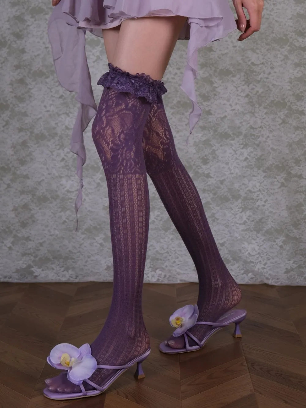 Marnie Purple Lace Stockings Flowering Girl