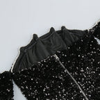 Black Patchwork Sequins Slimming Mini Dress
