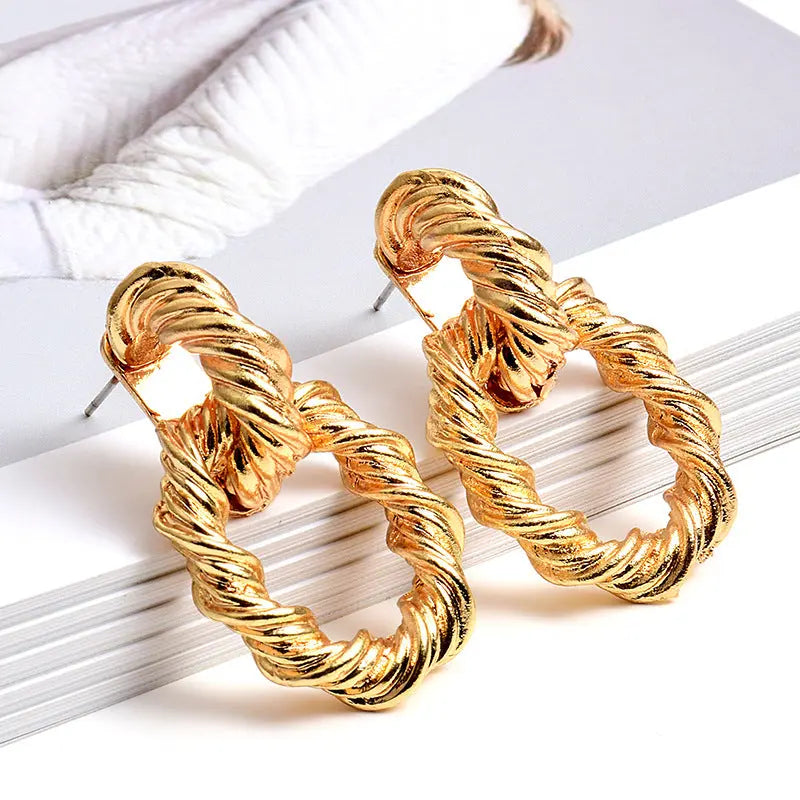 Fashion Golden Earrings Flowering Girl