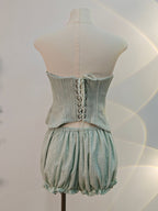 Baha Ruch Ruffle Fringe Mini Dress In Mint Green Flowering Girl