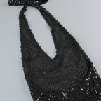 Brennen Black Halter Sequin Backless Maxi Dress Flowering Girl