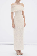 Tiffany Apricot Sheath Off Shoulder Sleeve Lace Maxi Dress Flowering Girl