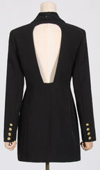 Dana Black Deep-V Diamante Backless Blazer Flowering Girl