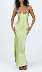 Floral Strap Satin Dress Flowering Girl
