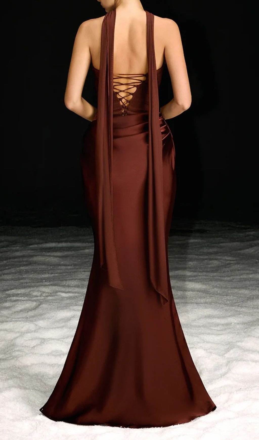 Navarra Strapless Scarf Ruched Maxi Dress Flowering Girl