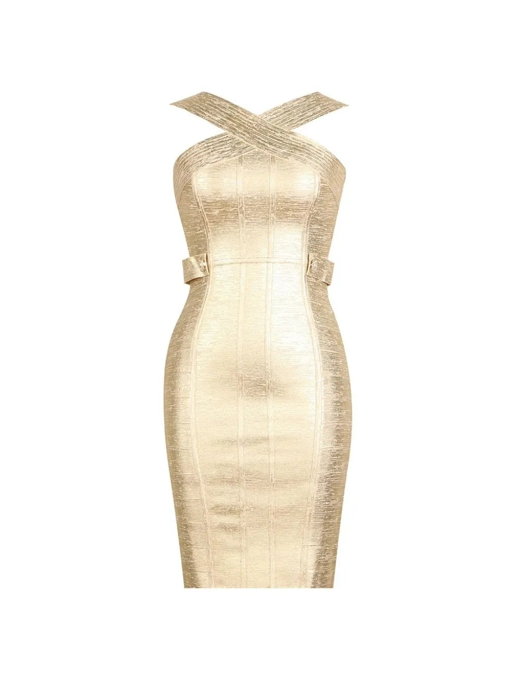 Maristella Gold Bandage Midi Dress Flowering Girl
