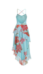 Ferune Spaghetti Floral Split Maxi Dress Flowering Girl