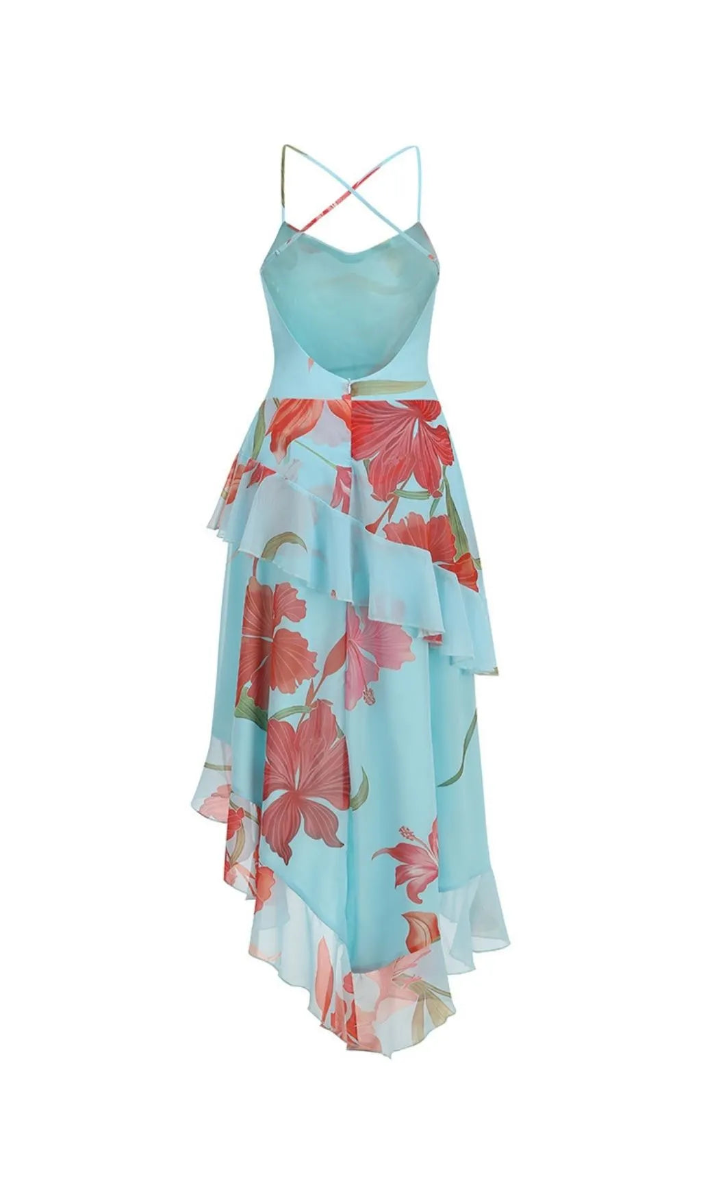 Ferune Spaghetti Floral Split Maxi Dress Flowering Girl