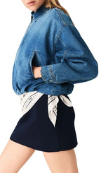 Denim Bomber Jacket Flowering Girl