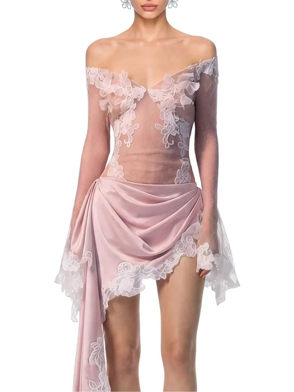 Ruskai Lace Draped Skirt Set Flowering Girl