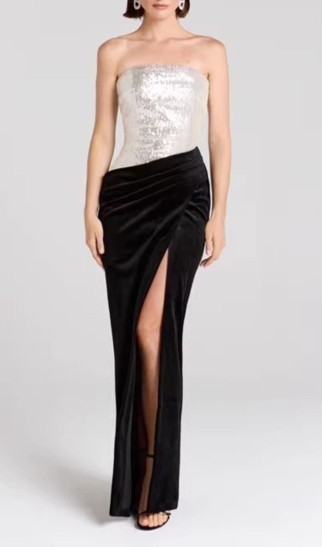 Jayda Strapless Sequin Velvet Maxi Dress Flowering Girl