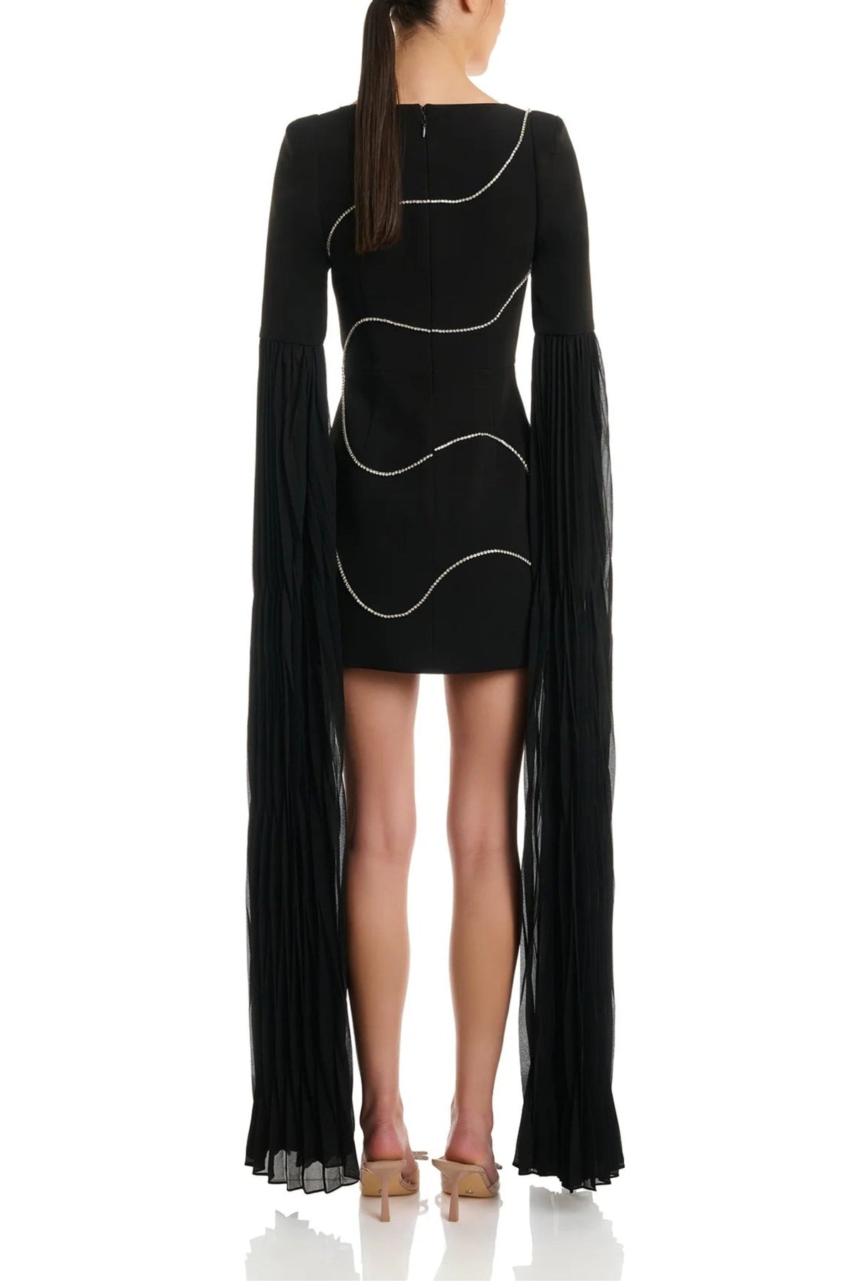Crystal-Stripe Bodycon Mini Dress In Black Flowering Girl