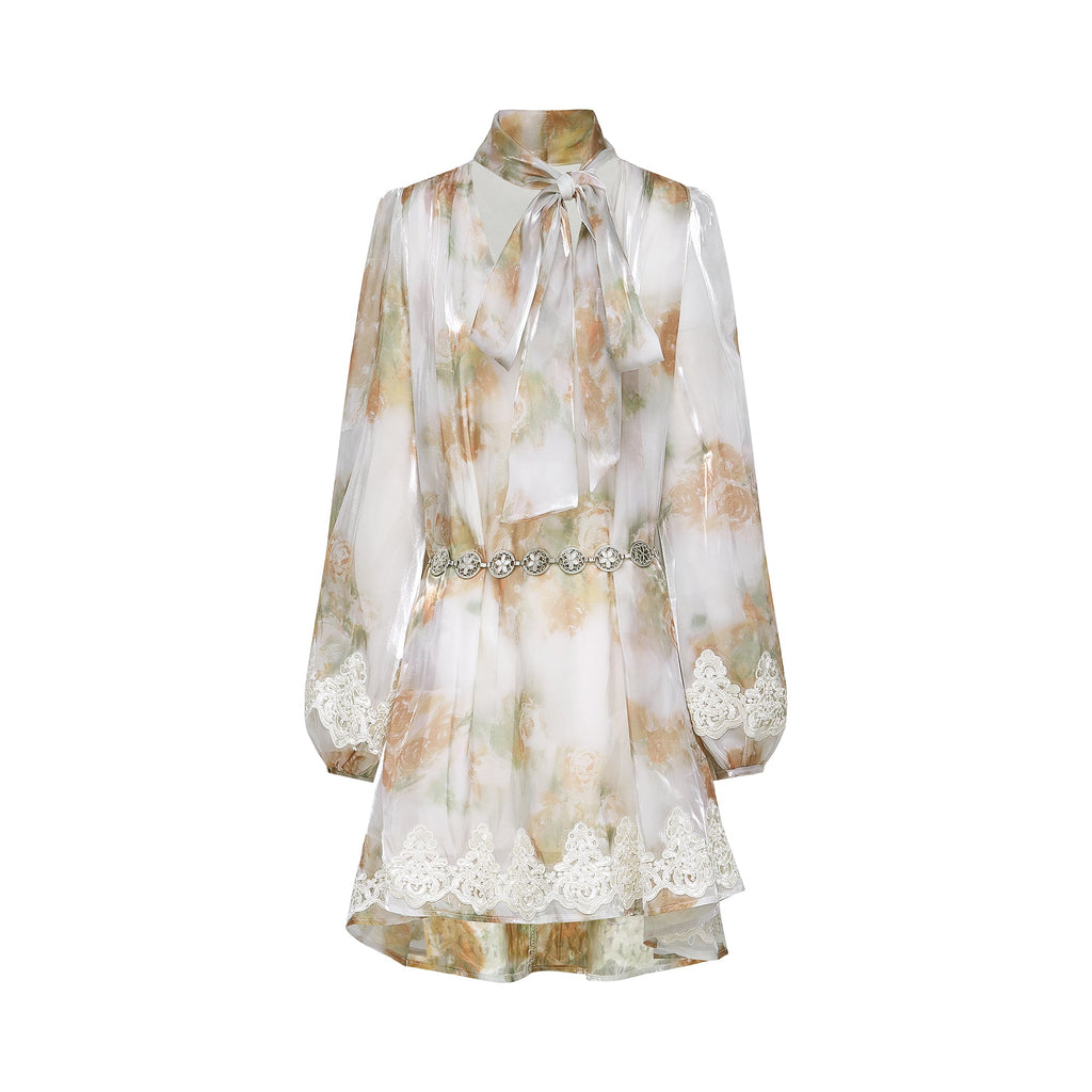 Delphine faux-pearl embellished mini dress in Neutrals Flowering Girl