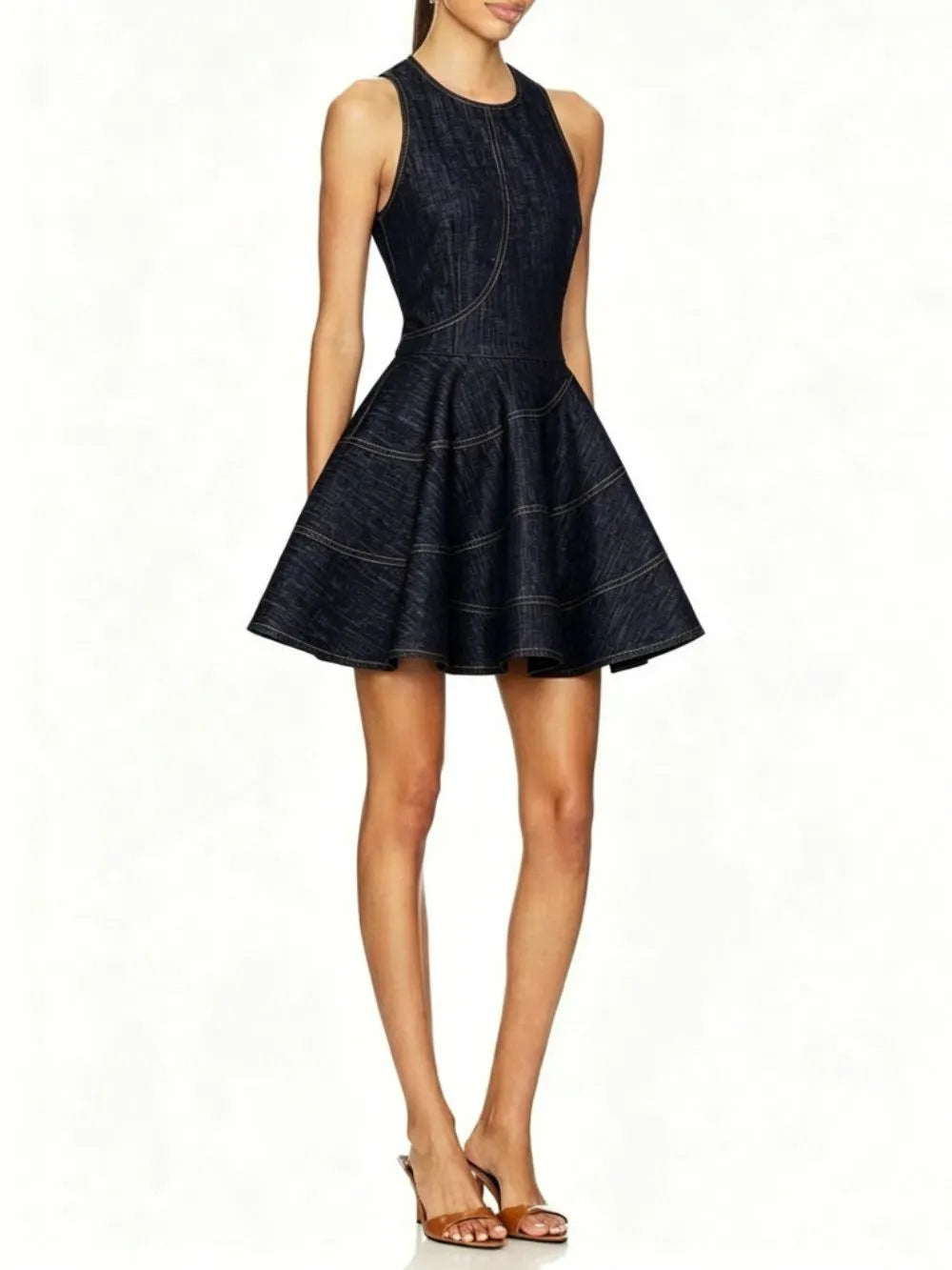 Meagan Sleeveless Denim Mini Dress Flowering Girl