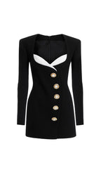 Ghazi Black Long Sleeve Mini Dress Flowering Girl