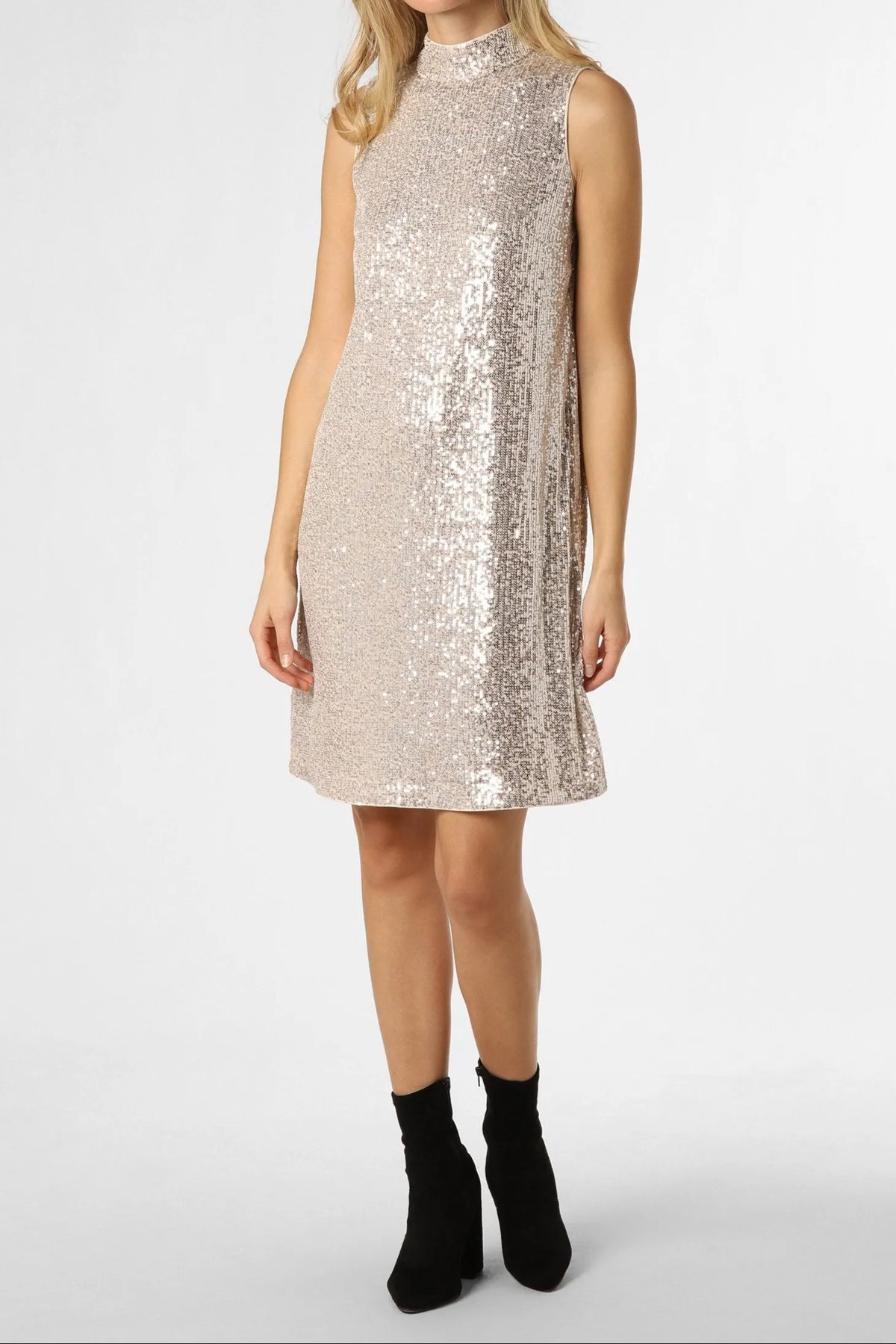 Cocktail Mini Dress In Beige Flowering Girl