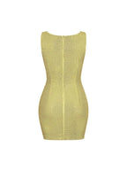Marti Yellow Diamante Flower Cutout Mini Dress Flowering Girl