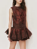 Manda Red Lace Sleeveless Mini Dress Flowering Girl