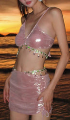 Dulce Pink Crystal Three-Piece Swimsuit Flowering Girl