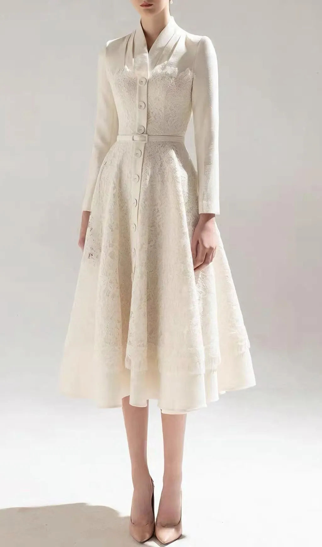 Jamir Lace Long Sleeve Midi Dress Flowering Girl