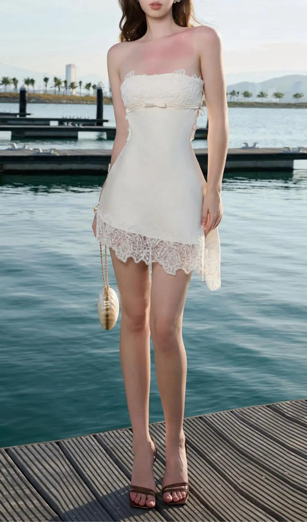 Kolina White Strapless Lace Mini Dress Flowering Girl