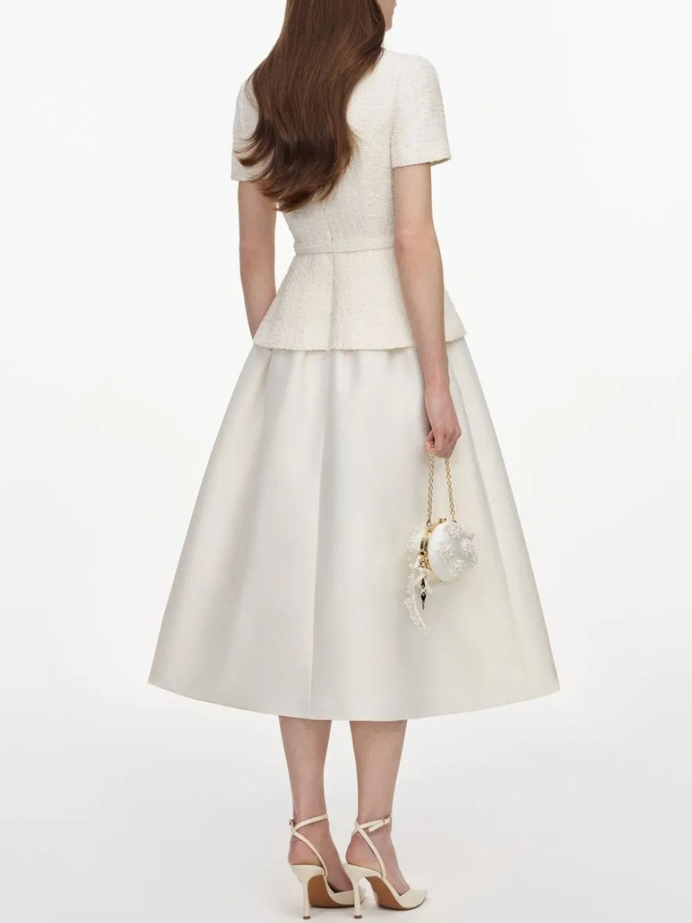 Mallison White Short Sleeve Midi Dress Flowering Girl