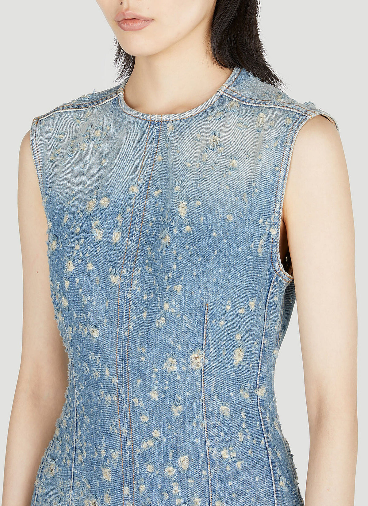 Tunic Mini Dress In Blue Flowering Girl
