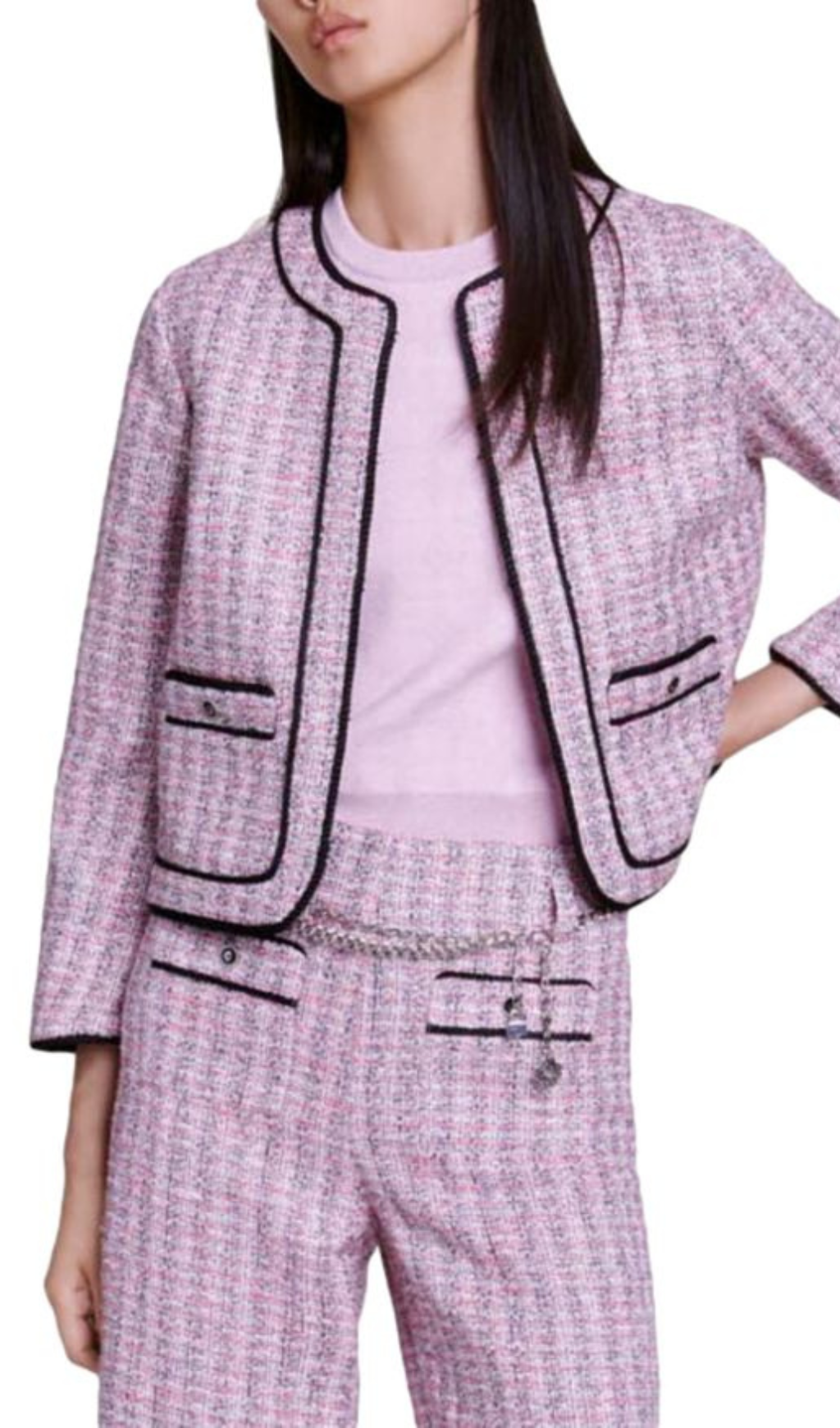 LONG-SLEEVE TWEED BOUCLE JACKET Flowering Girl