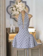 Tiffany Plunge Dot Mini Dress Flowering Girl