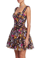 Galenx Embroidered Flower Sequin Mini Dress Flowering Girl