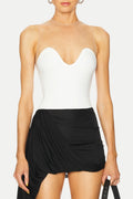 Llewyn Wave Neckline Bodysuit - White Flowering Girl