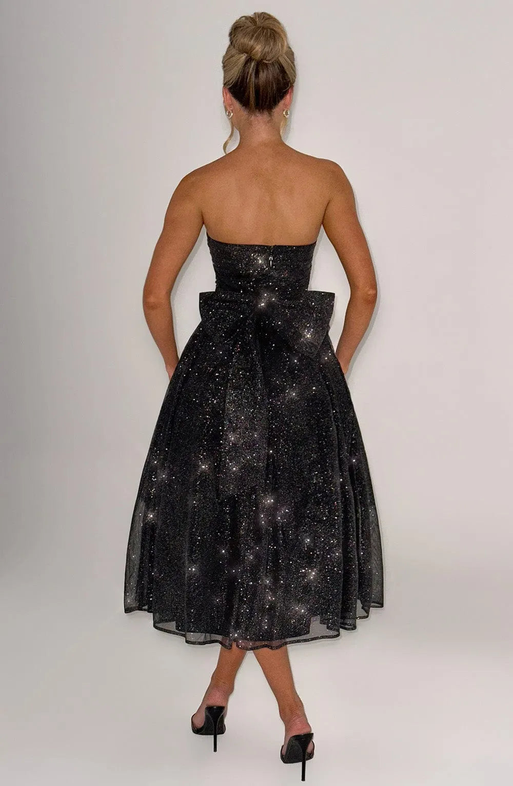 Marissa Midi Dress - Black Sparkle Flowering Girl