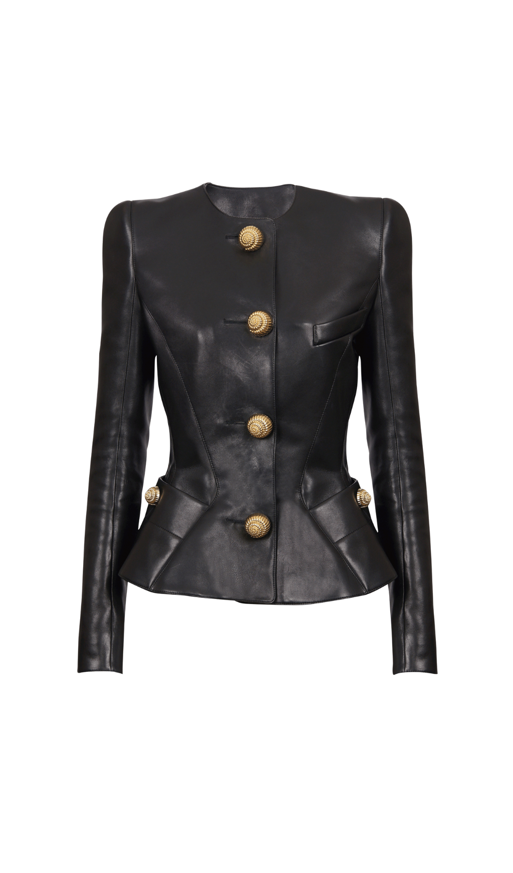 Lambskin Leather Peplum Jacket Flowering Girl