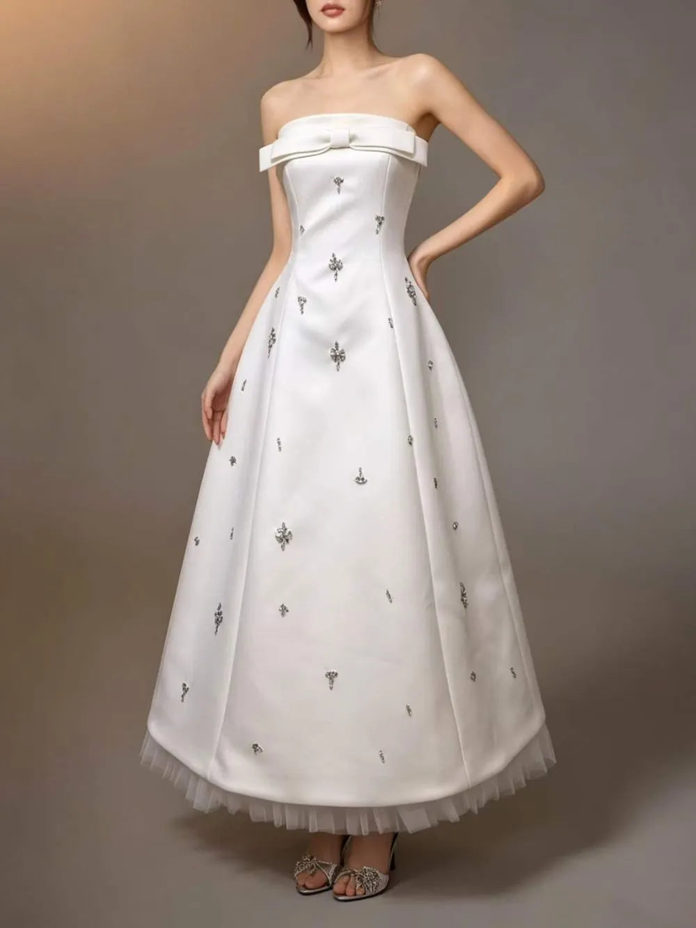 McLean Strapless Bow Embellished Maxi Dress Flowering Girl