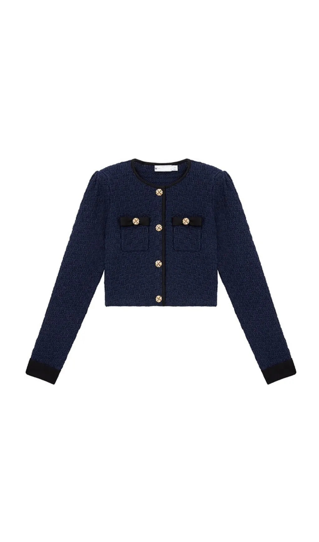 NAVY WEAVE CROPPED CARDIGAN Flowering Girl