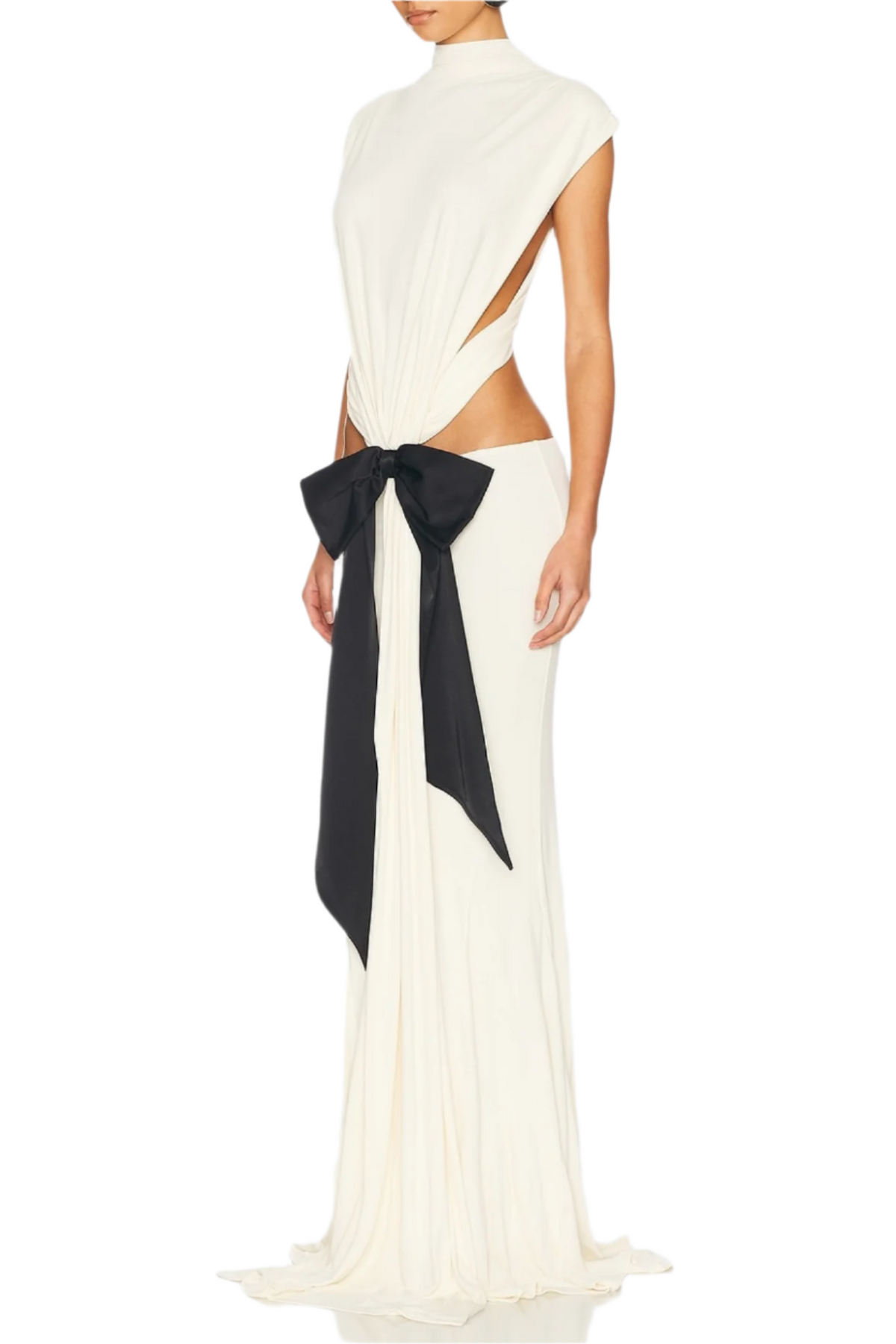 Graillot Bow Cutout Backless Maxi Dress - White Flowering Girl