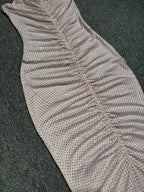Hollow Mesh Rhinestone Sleeveless Maxi Dress In Pink Flowering Girl
