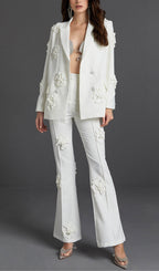 Acedia White Three Dimensional Floral Suit Flowering Girl