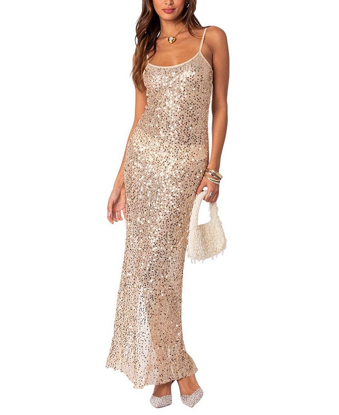 SEQUIN SHEER MESH MAXI DRESS Flowering Girl