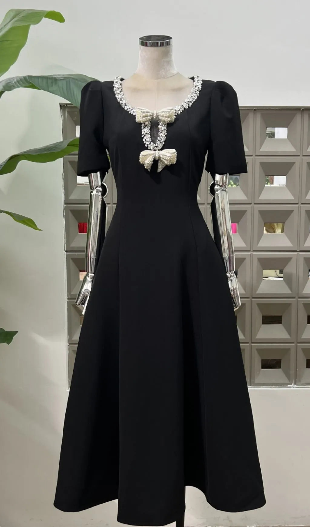 Faizah Bow Diamond Beaded Midi Dress Flowering Girl
