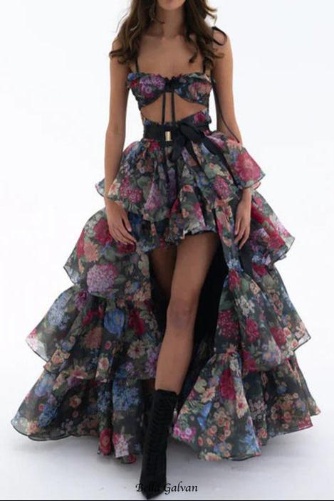 carlin floral print cutout layer maxi dress Flowering Girl
