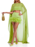 Xurelle Cape Feather Three Piece Set Flowering Girl
