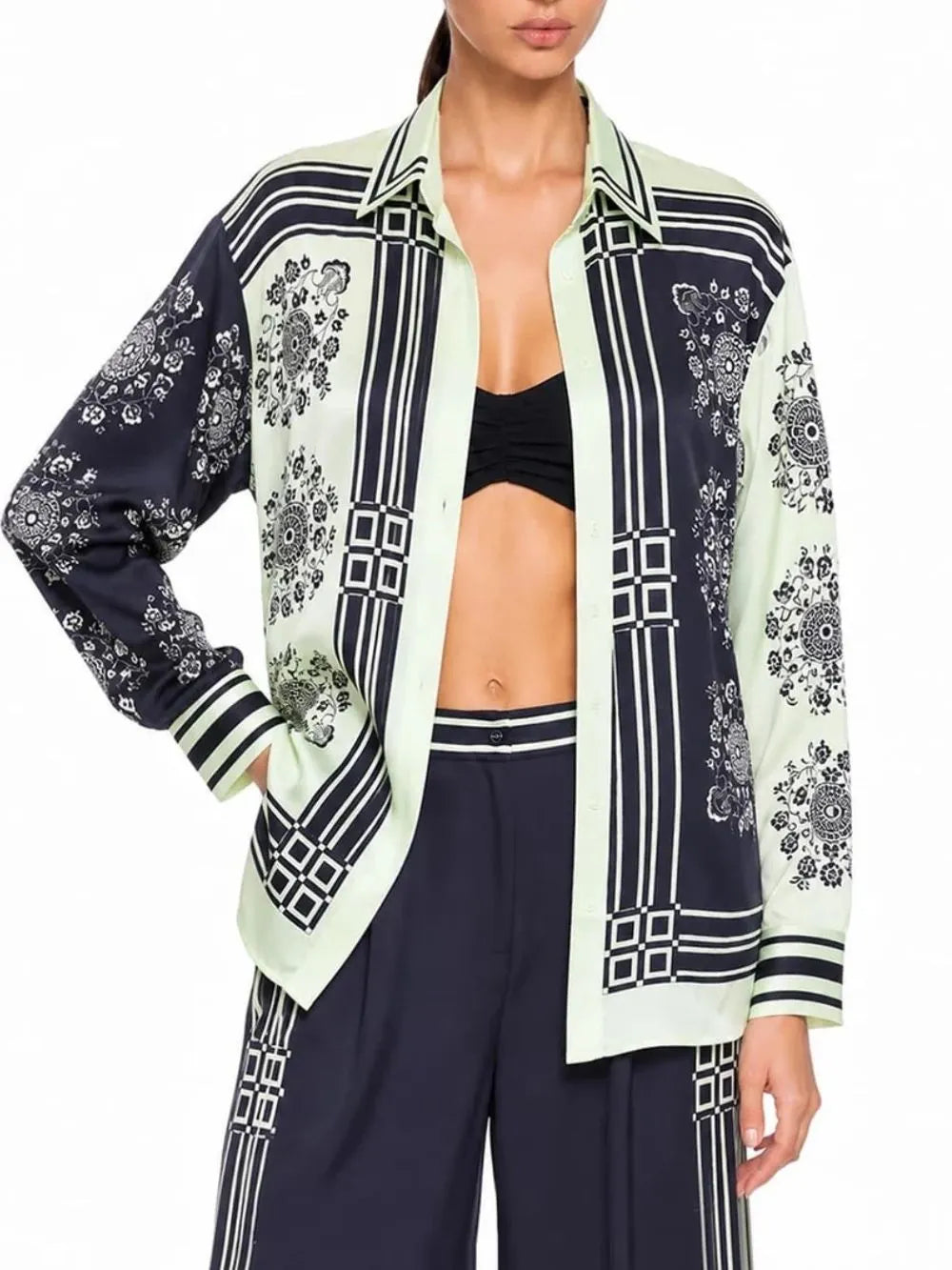 Auvessa Long Sleeve Printed Pants Set Flowering Girl