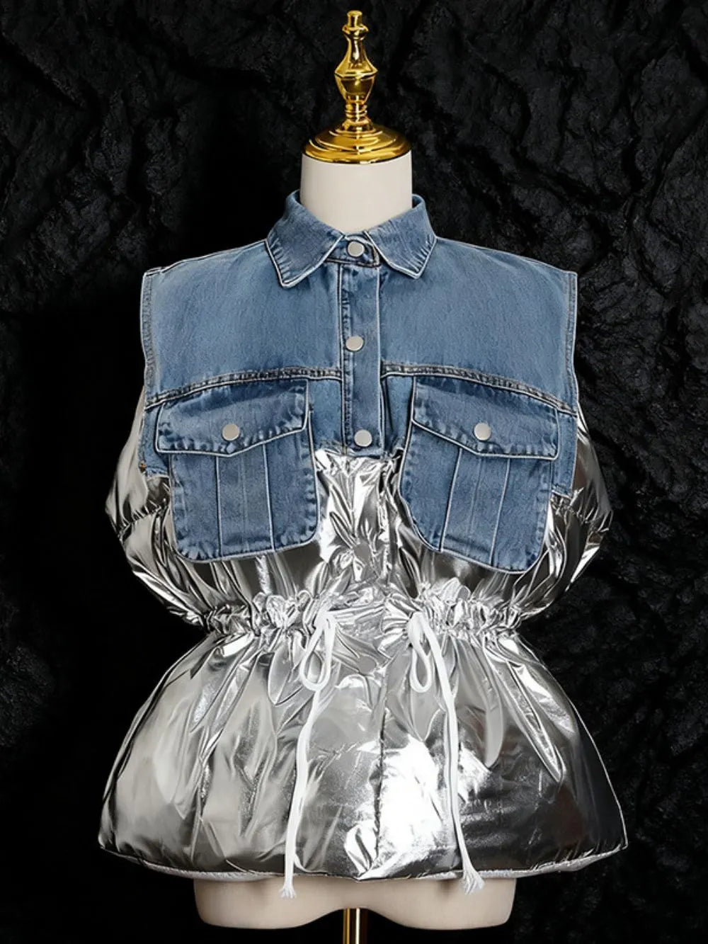 Mihaela Denim Patchwork Jacket Flowering Girl