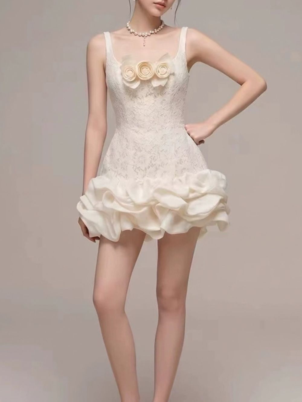 Michelina Flower Lace Mini Dress Flowering Girl