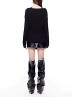 Mapiya Black Lace Sweater Flowering Girl