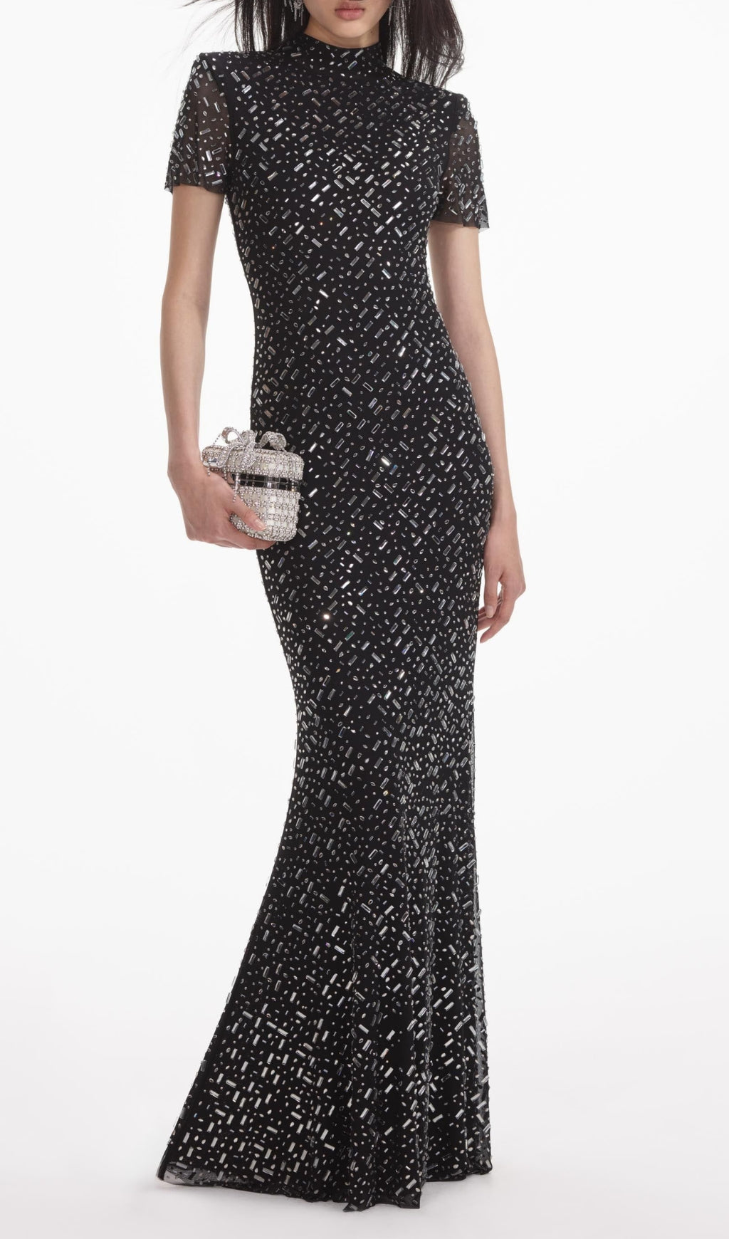 tiffany Crystal embellished Maxi Dress in black Flowering Girl